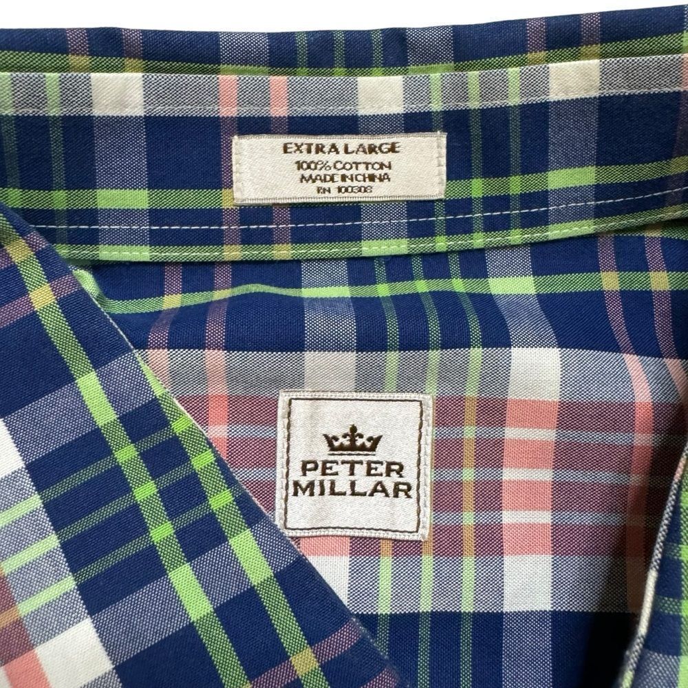 Peter Millar Men's Multicolored Plaid Button-Down Shirt Size XL - Picture 4 of 8